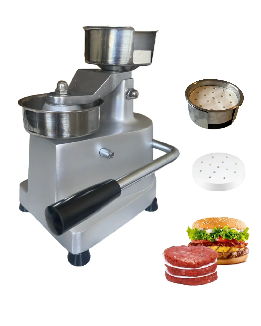 Formadora De Hamburguesas Doble 100 Y 150mm Acero Inoxidable